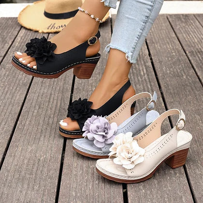 👡Γυναικεία φλοράλ ανοιχτά πέδιλα