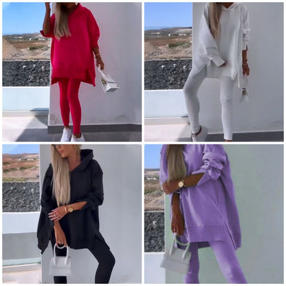 💕Σετ φούτερ με κουκούλα & κολάν 2 τεμαχίων