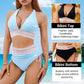 ⛱️ S-4XL 🌺 Σετ μπικίνι με ψηλή μέση και έλεγχο κοιλιάς, με χρωματικές ενώσεις 🌈👙