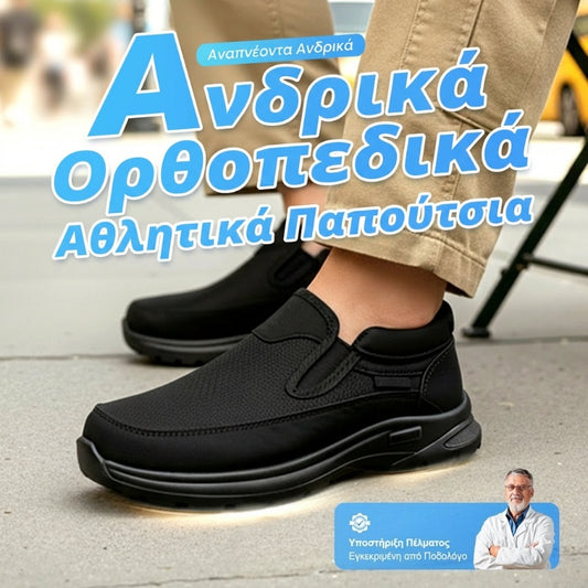 👟Ανδρικά παπούτσια Orthotic Slip-On που αναπνέουν - Memory Foam για καθημερινή άνεση 🏃‍♂️💨