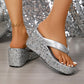 👠 Παχύς πυθμένας Sequin γυναικεία σαγιονάρες