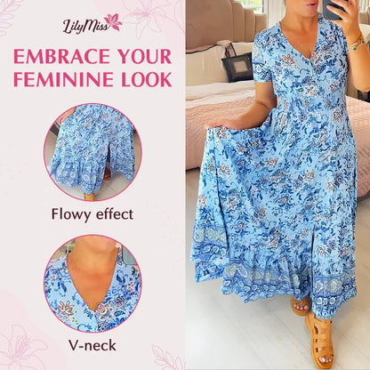2025💃 Καυτή πώληση - 49% OFF  🔥 Floral Print V-λαιμός φόρεμα