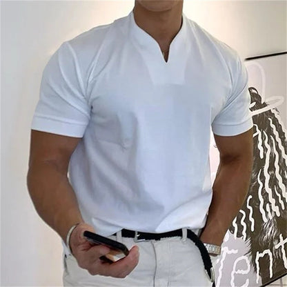 👕 Ανδρικό κοντομάνικο επαγγελματικό μπλουζάκι με λαιμόκοψη - αναπνεύσιμο βαμβακερό μείγμα ✨