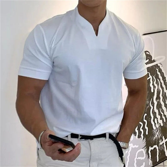 👕 Ανδρικό κοντομάνικο επαγγελματικό μπλουζάκι με λαιμόκοψη - αναπνεύσιμο βαμβακερό μείγμα ✨
