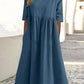 【S-5XL】👗Βαμβακερό φόρεμα με στρογγυλή λαιμόκοψη και τσέπες