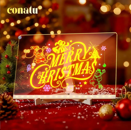🎄 Έκπτωση 50% 🎁 Δημιουργική, επαναγραφόμενη ακρυλική πινακίδα LED για μηνύματα