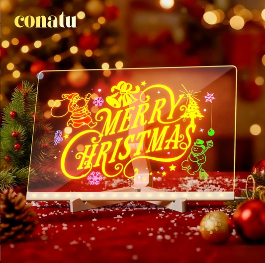 🎄 Έκπτωση 50% 🎁 Δημιουργική, επαναγραφόμενη ακρυλική πινακίδα LED για μηνύματα