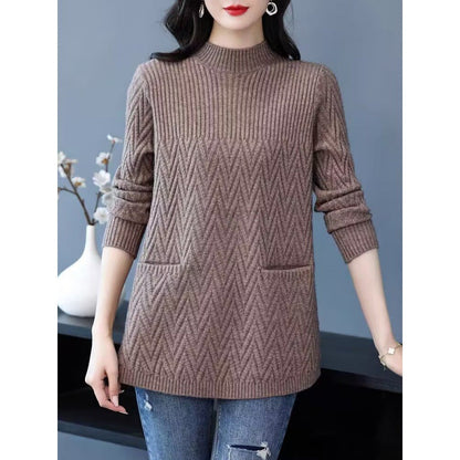 💯Ιδέα δώρου💯 Γυναικείο Half Turtleneck Midi Long Sweater