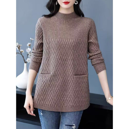 💯Ιδέα δώρου💯 Γυναικείο Half Turtleneck Midi Long Sweater