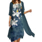 🌸Αναπνεύσιμο και άνετο βαμβάκι floral print γυναικεία φορέματα δύο τεμαχίων