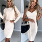 🌷💝Πώληση της τελευταίας ημέρας👗Πλεκτό πουλόβερ και σετ φόρεμα Cami