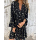 🔥🖤Πώληση Μαύρης Παρασκευής: 39% OFF🔥Γυναικεία γεωμετρική εκτύπωση άνετη V-λαιμός Midi-φόρεμα