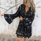 🔥🖤Πώληση Μαύρης Παρασκευής: 39% OFF🔥Γυναικεία γεωμετρική εκτύπωση άνετη V-λαιμός Midi-φόρεμα
