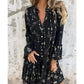 🔥🖤Πώληση Μαύρης Παρασκευής: 39% OFF🔥Γυναικεία γεωμετρική εκτύπωση άνετη V-λαιμός Midi-φόρεμα