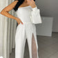 Γυναικεία Ο ένας ώμος Sparkly Mesh Flared Jumpsuits💥προσφορά περιορισμένου χρόνου