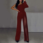 Γυναικεία Ο ένας ώμος Sparkly Mesh Flared Jumpsuits💥προσφορά περιορισμένου χρόνου