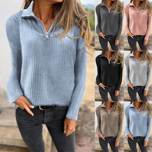 🎅 Χριστουγεννιάτικη πώληση-44% OFF ❤️‍🔥 Γυναικείο μακρυμάνικο μπλουζάκι με φερμουάρ