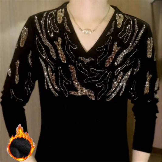 Πλεκτή μπλούζα Sparkly V-Neck