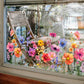 💎 Πολύχρωμο αυτοκόλλητο παραθύρου με μοτίβο μπουκέτο λουλουδιών - αφαιρούμενο, διπλής όψης και κομμένο στο μέγεθος 🏡