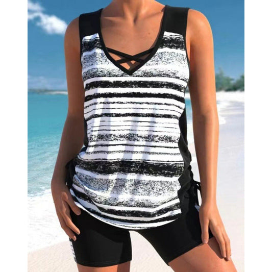 ☀️🏖️Γυναικείο μαγιό tankini με δύο τεμάχια και στάμπα😻