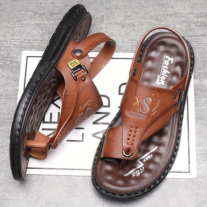 👞🌿 Αναπνέοντα, μαλακά δερμάτινα σανδάλια εξωτερικού χώρου για άνδρες, μεγάλα μεγέθη 🦶💕