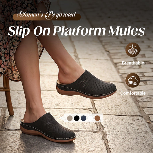 👡✨ Γυναικεία Mules με Διάτρητη Πλατφόρμα – Slip-On, Άνετα, Σικ 🌿